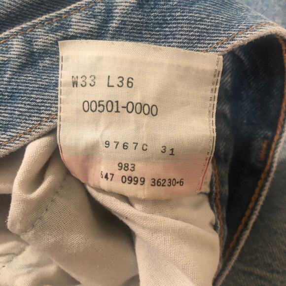 Vintage Mens Blue Levi’s 501xx 501 33x36 Straight Leg Classic Fit Jeans - Picture 6 of 15